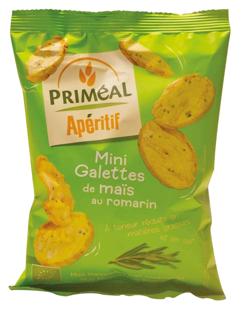 Primeal Aperitive mini maiscrackers olijf rozemarijn bio 50 Gram