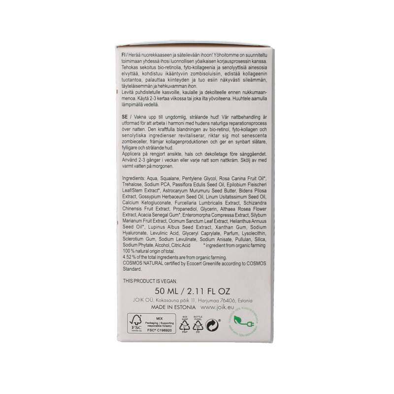 Joik Organics Re-boost collagen face & neck night treatment 50 Milliliter