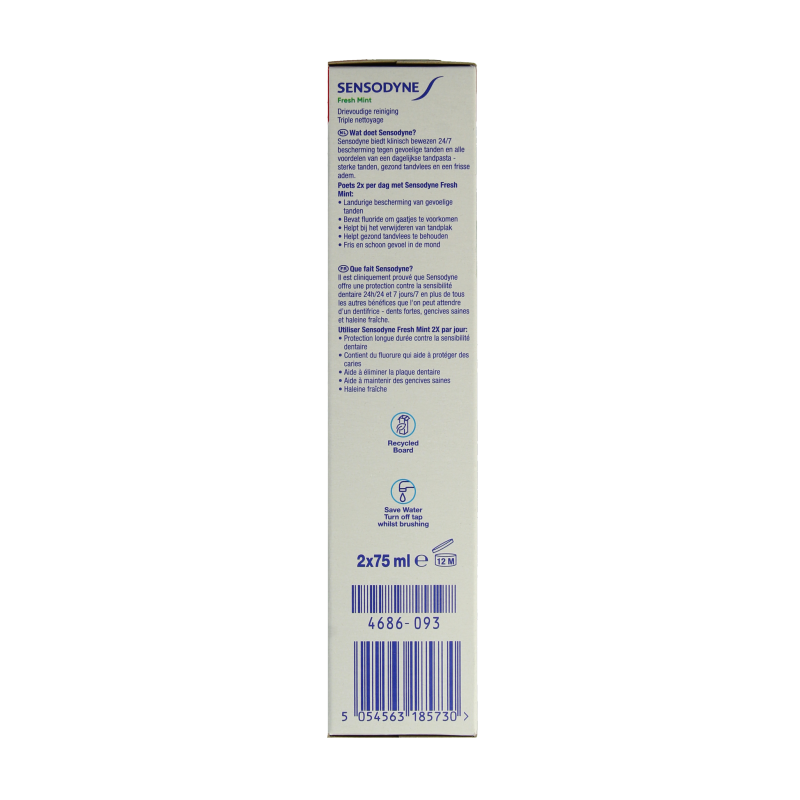 Sensodyne Tandpasta fresh mint 2 x 75ml 150 Milliliter