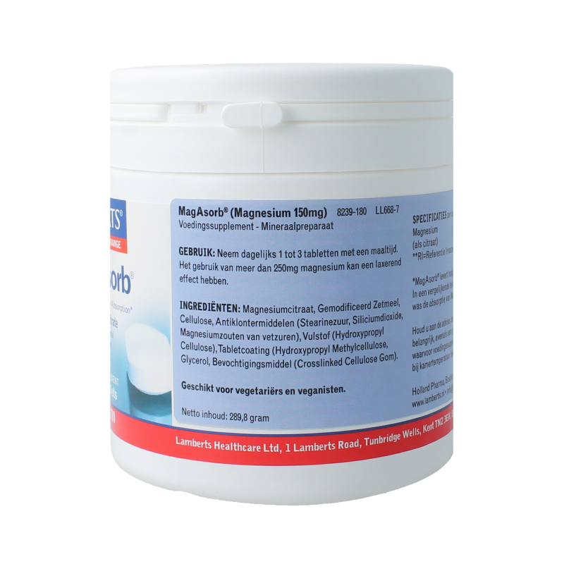 Lamberts MagAsorb (magnesium citraat) 150mg 180 Tabletten