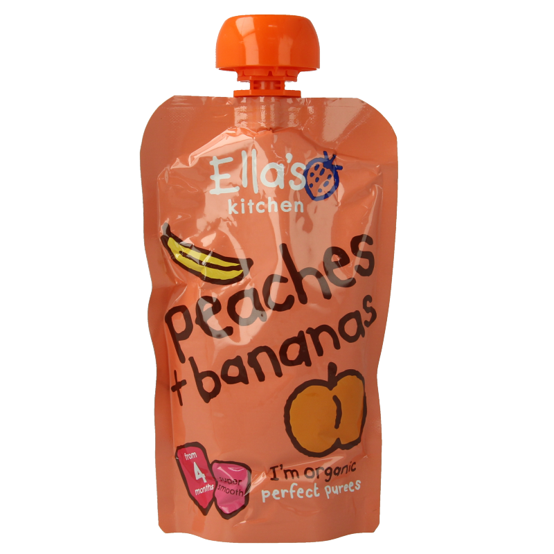 Ella's Kitchen Peaches & bananas 4 maand knijpzak bio 120 Gram