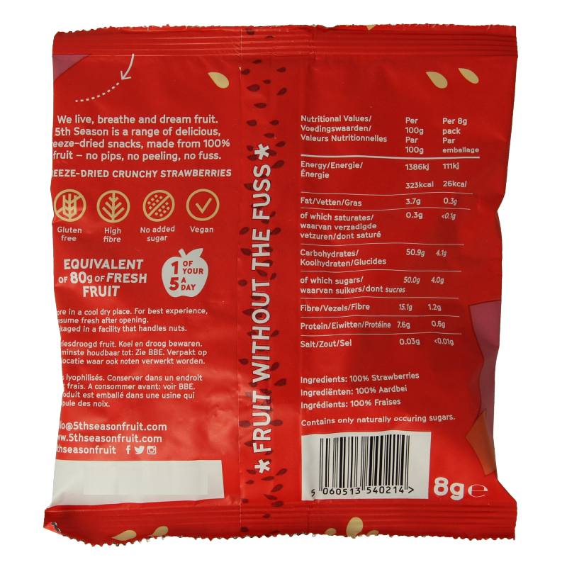 5th Season Freeze dried strawberries 8 Gram