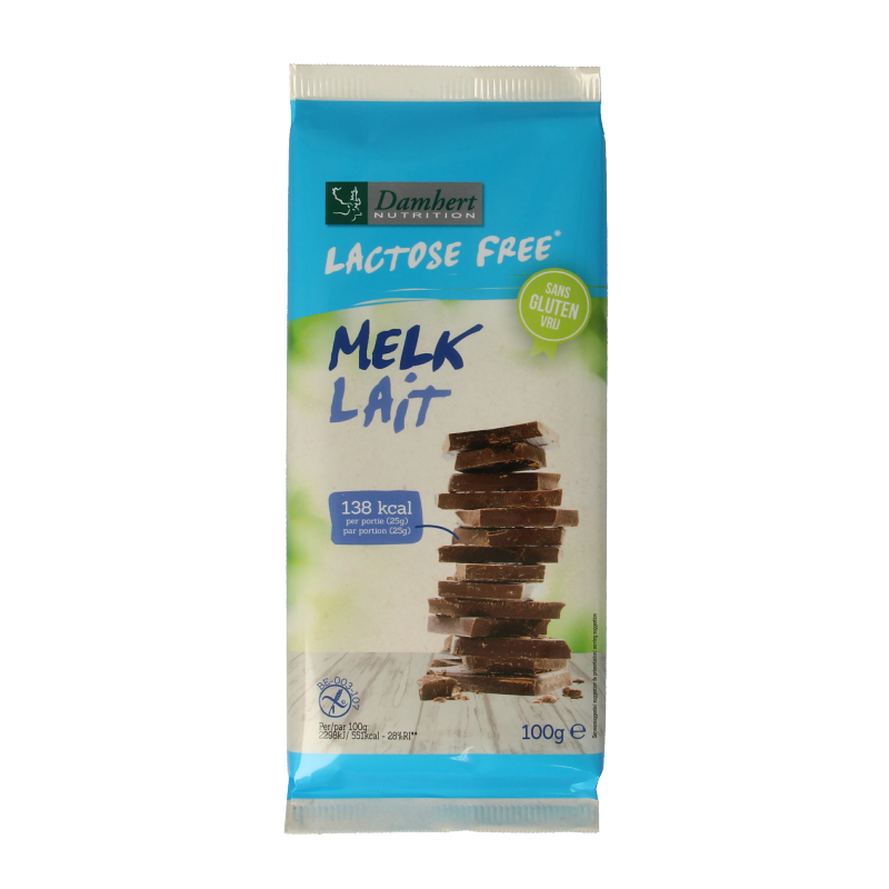 Damhert Chocoladetablet melk glutenvrij en lactosevrij 100 Gram