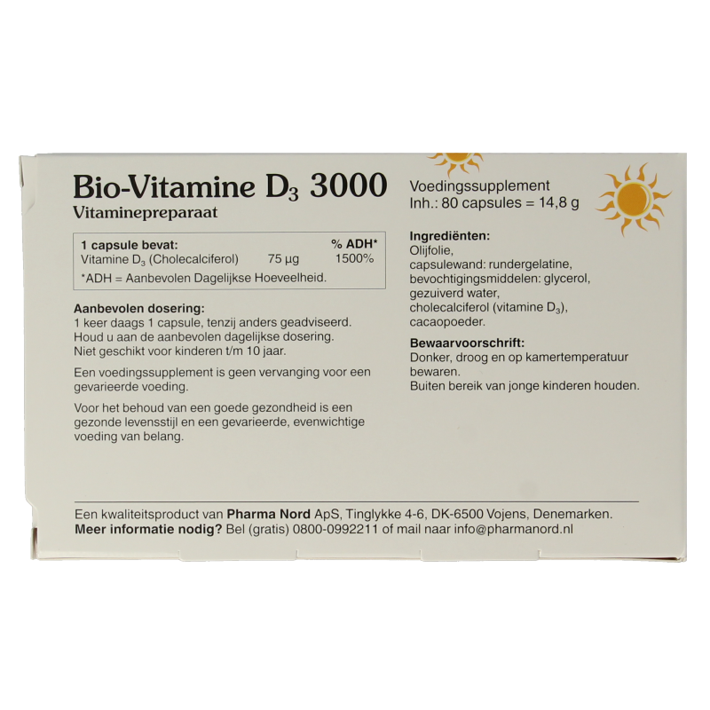 Pharma Nord Bio vitamine D3 75mcg 3000IE 80 Capsules