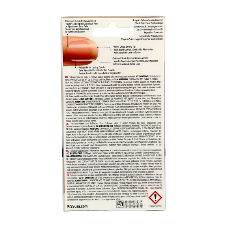 Kiss French nude acrylic nails graceful 1 Set