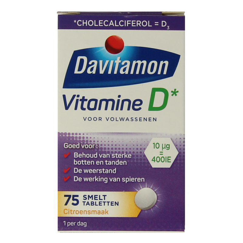 Davitamon Vitamine D volwassenen smelttablet 75 Tabletten