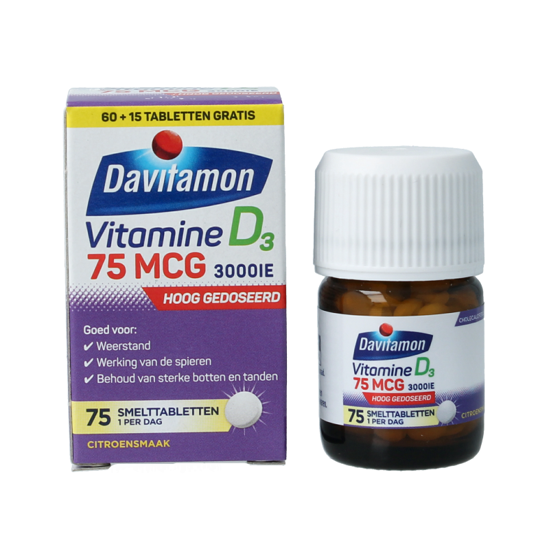 Davitamon Vitamine D 75mcg 75 Smelttabletten