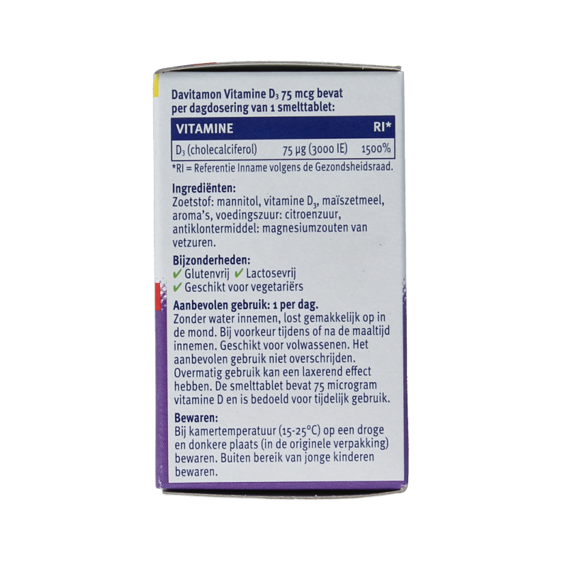 Davitamon Vitamine D 75mcg 75 Smelttabletten
