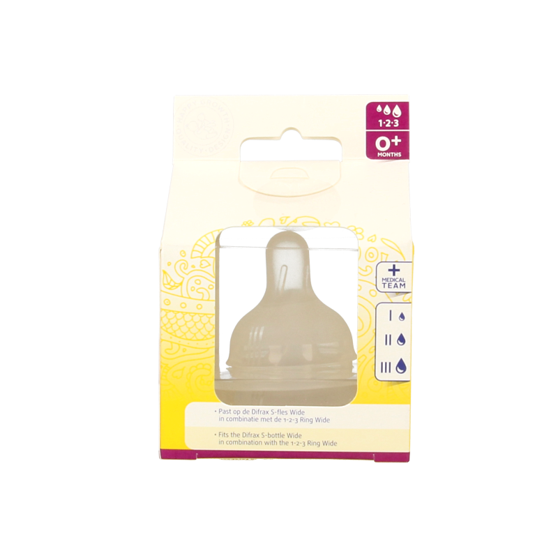 Difrax Flesspeen soft breed 1-2-3 2 Stuks