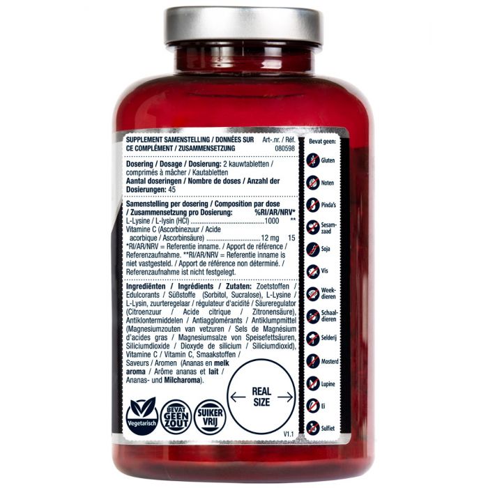 Lucovitaal L-Lysine 1000mg 90 Kauwtabletten