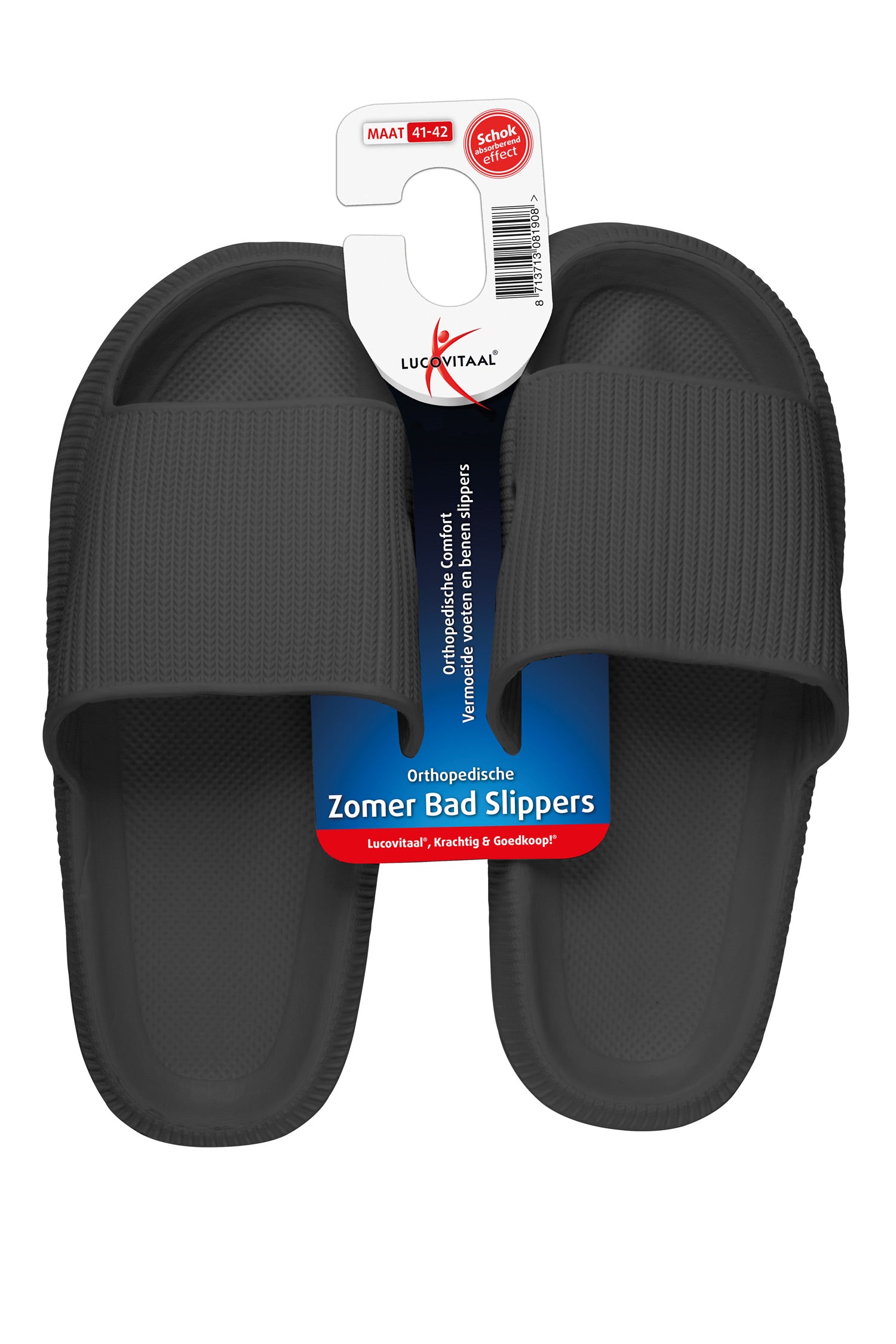 Lucovitaal Orthopedische badslipper 41-42 zwart 1 Paar