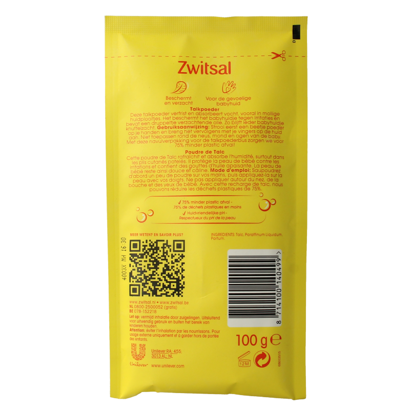 Zwitsal Talkpoeder navul 100 Gram