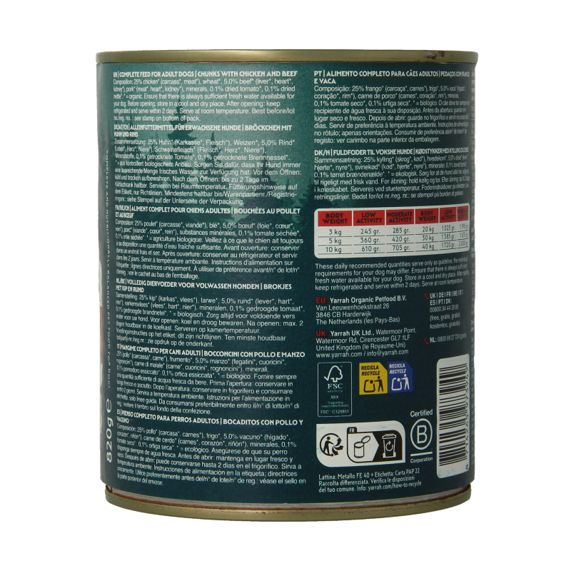 Yarrah Hond brok rund & kip in saus bio 820 Gram