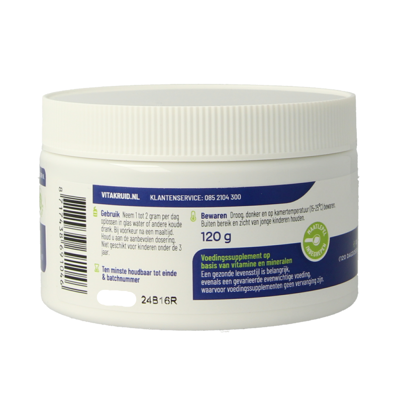 Vitakruid Magnesium Malaat met Vitamine B6 (P-5-P) 120 Gram