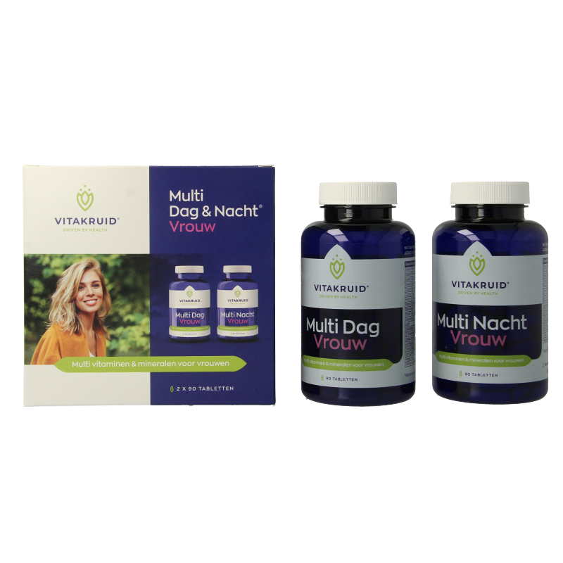 Vitakruid Multi Dag & Nacht Vrouw 100% Vegan 2 x 90 180 Tabletten