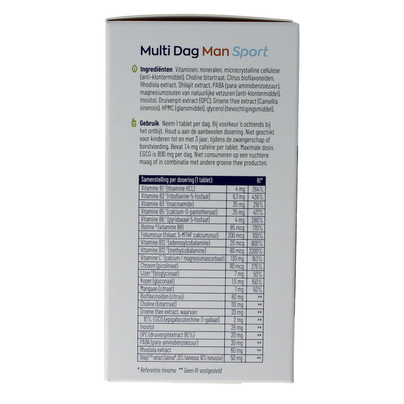 Vitakruid Multi Dag & Nacht Man Sport 100% Vegan 2 x 90 180 Tabletten