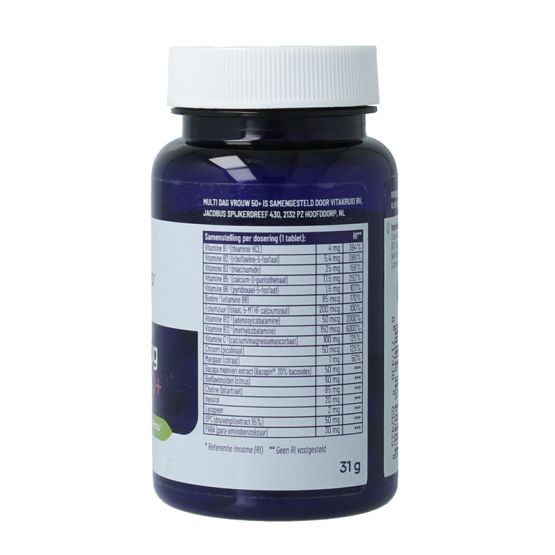 Vitakruid Multi Dag Vrouw 50+ 100% Vegan 30 Tabletten