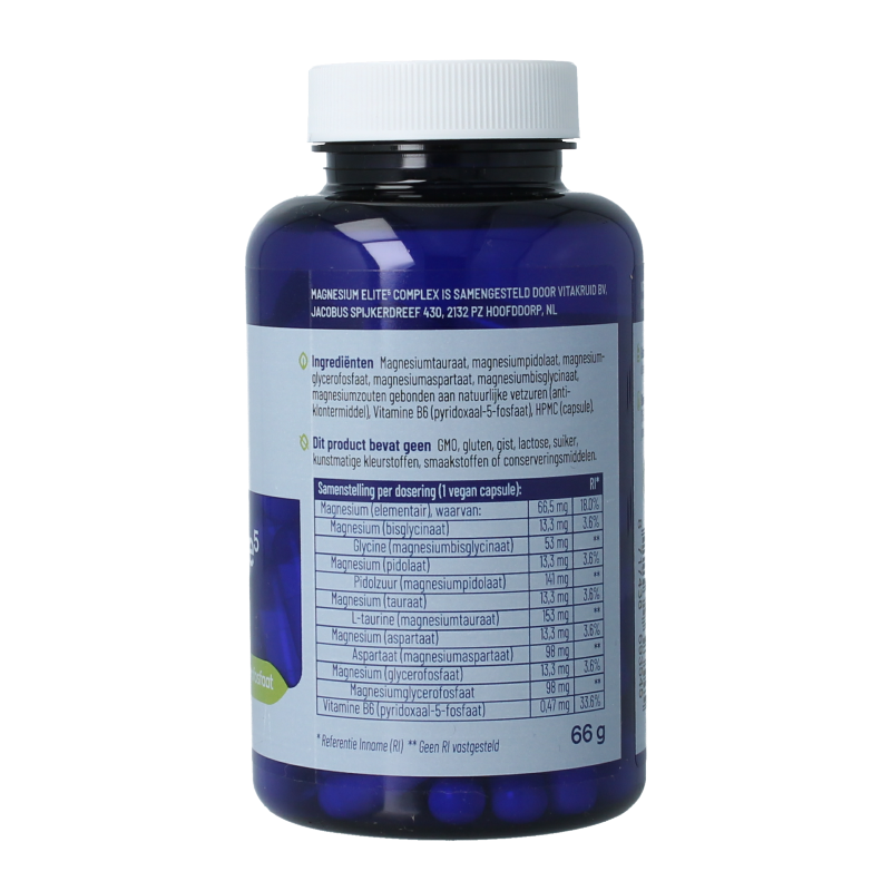 Vitakruid Magnesium elite5 complex oa aspartaat & pidolaat 90 Vegetarische capsules