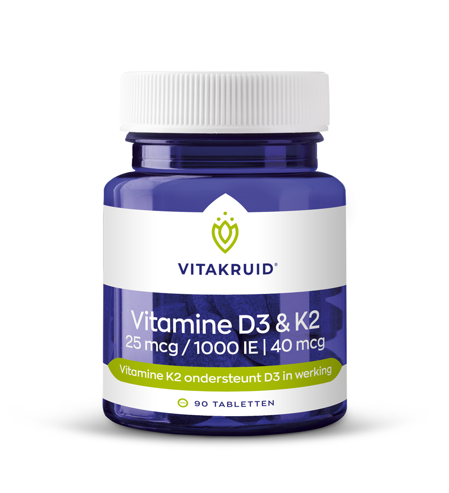 Vitakruid Vitamine D3 25mcg & K2 40mcg (menaq7) 90 Tabletten