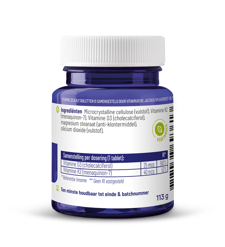 Vitakruid Vitamine D3 25mcg & K2 40mcg (menaq7) 90 Tabletten