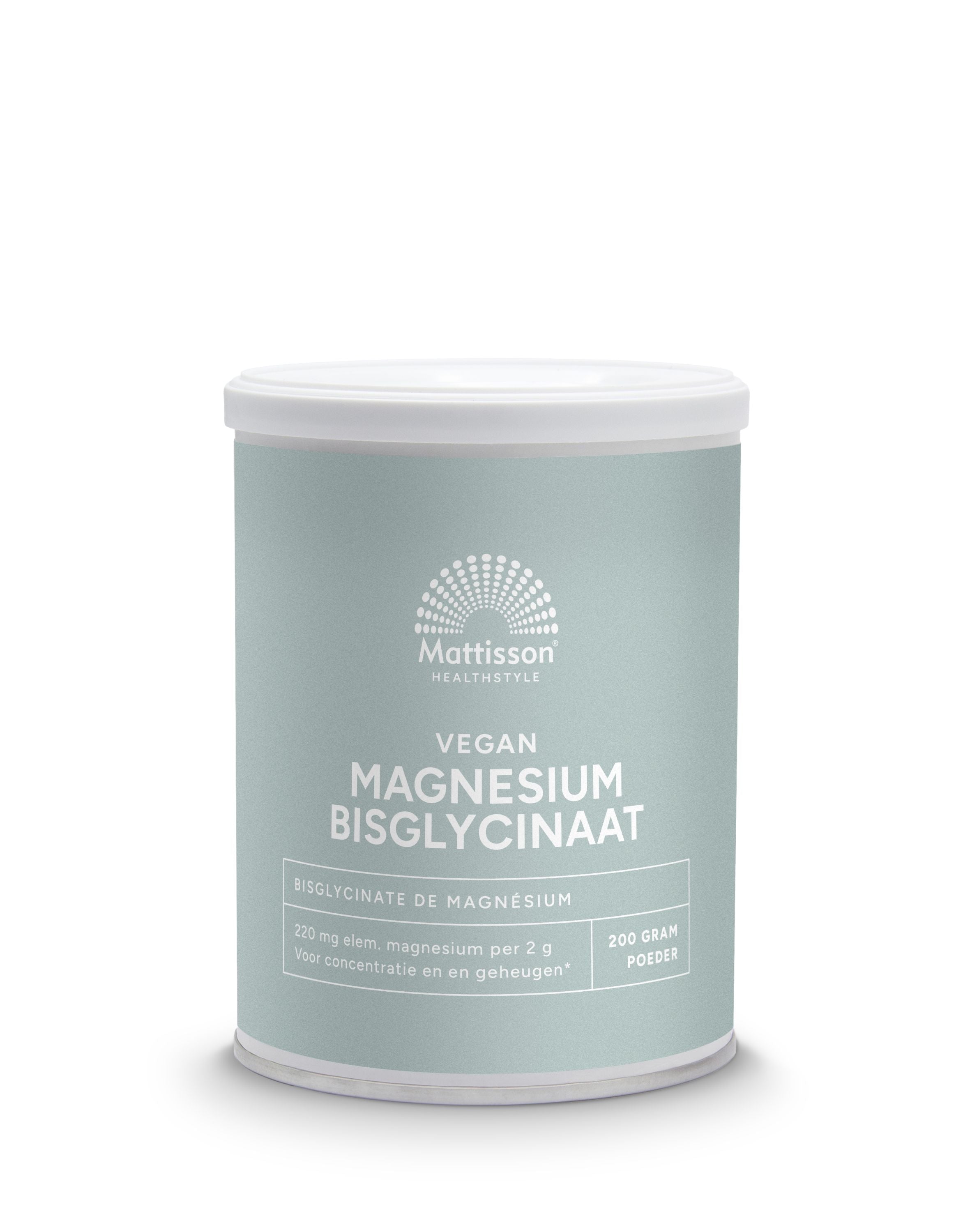 Mattisson Magnesium bisglycinaat poeder 11% elem magnesium 200 Gram