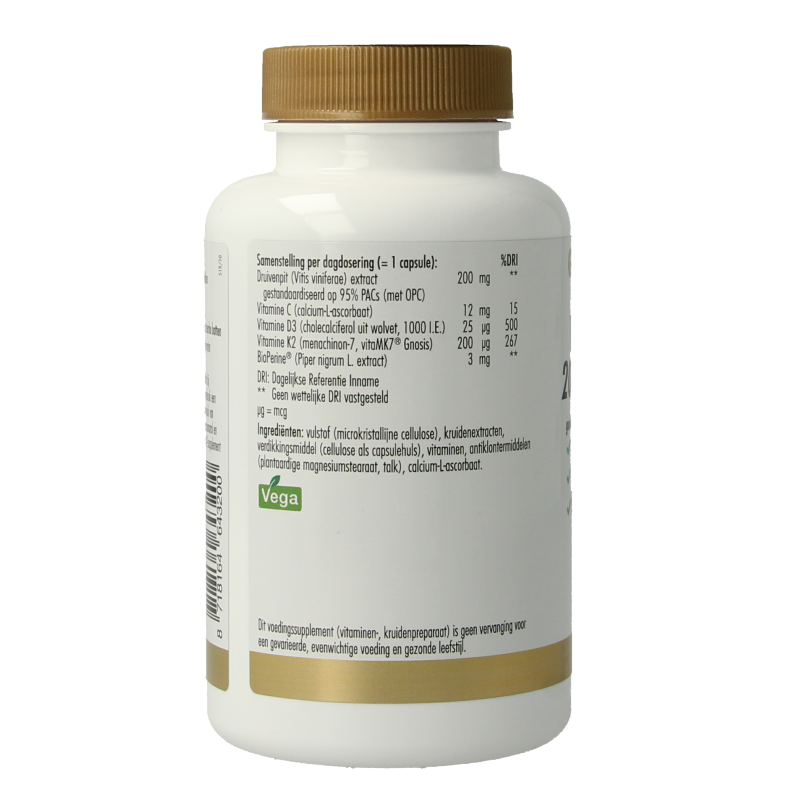 Golden Naturals Vitamine K2 200mcg & D3 25mcg 60 Vegetarische capsules