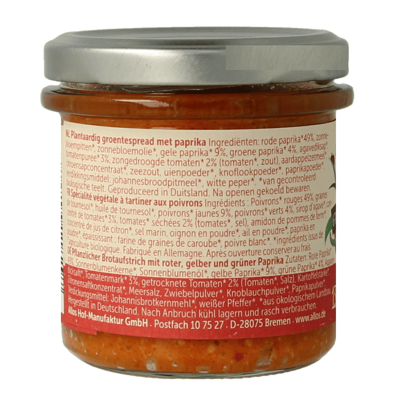 Allos Broodbeleg 135 Gram Allos Farm vegetables pepper trio bio 135 Gram