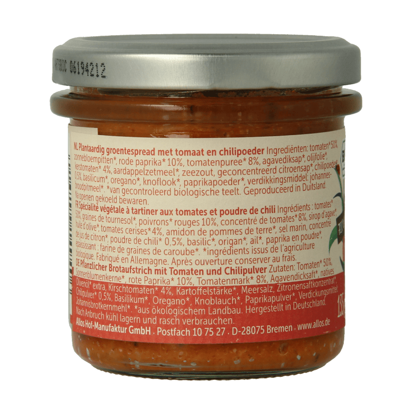 Allos Broodbeleg 135 Gram Allos Farm vegetables pittige tomaat bio 135 Gram