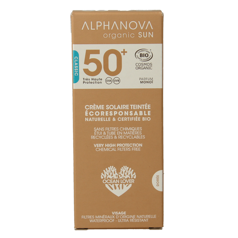 Alphanova Sun Zonnen 50 Gram Alphanova Sun Sun gekleurde dagcreme classic vegan SPF50+ 50 Gram