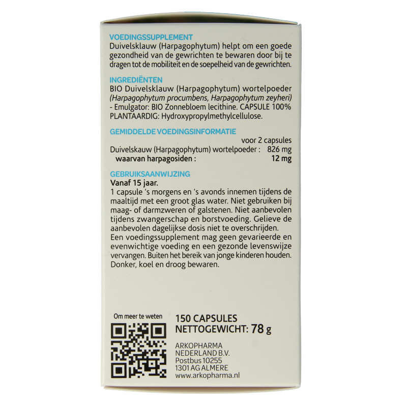 Arkocaps Kruidenpreparaten 150 Capsules Arkocaps Duivelsklauw bio 150 Capsules