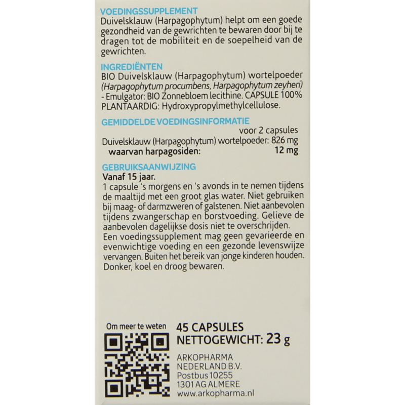 Arkocaps Kruidenpreparaten 45 Capsules Arkocaps Duivelsklauw bio 45 Capsules