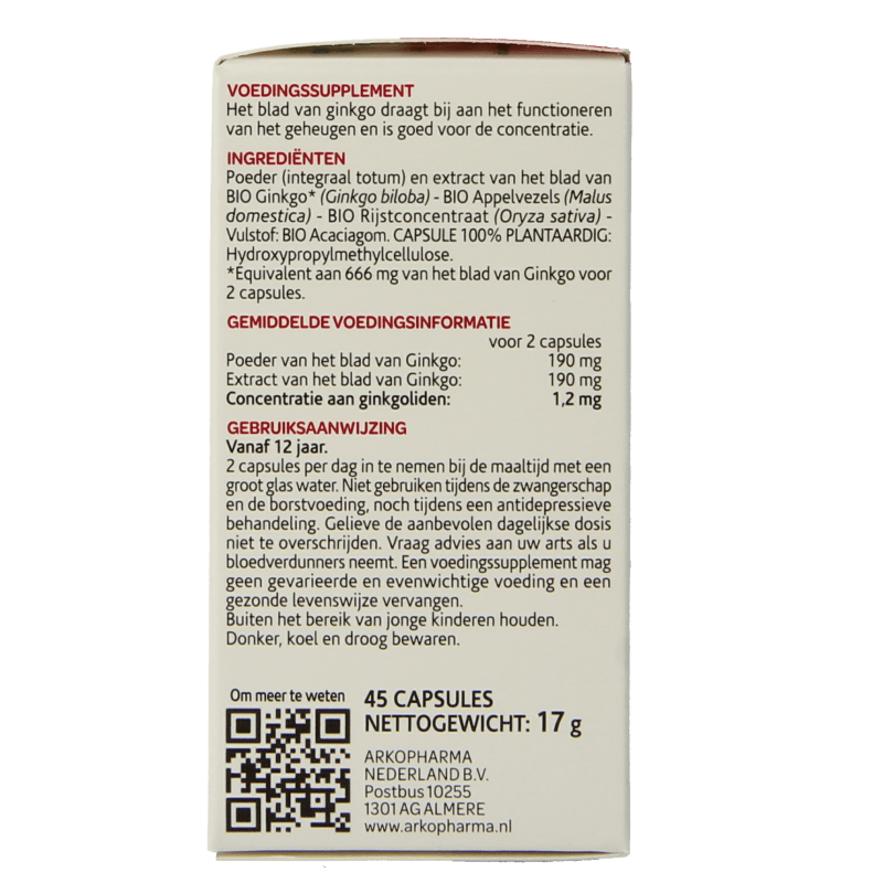 Arkocaps Kruidenpreparaten 45 Capsules Arkocaps Ginkgo bio 45 Capsules