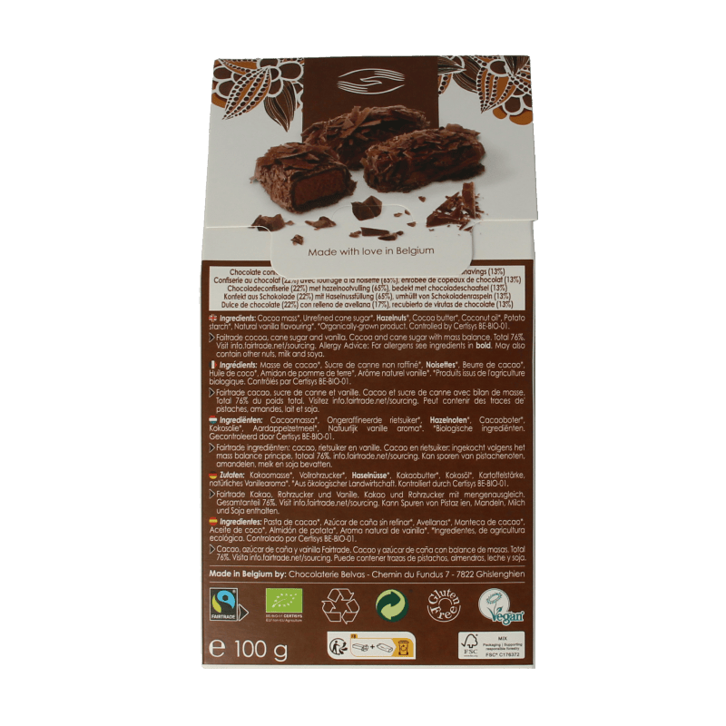 Belvas Chocolade 100 Gram Belvas Flaked truffels bio 100 Gram