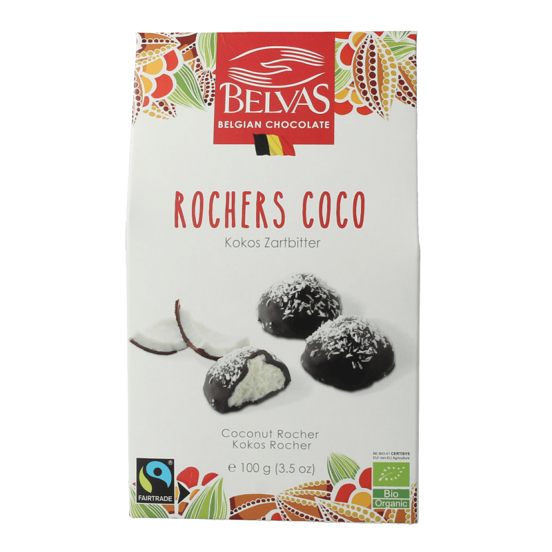 Belvas Chocolade 100 Gram Belvas Kokos rocher bio 100 Gram