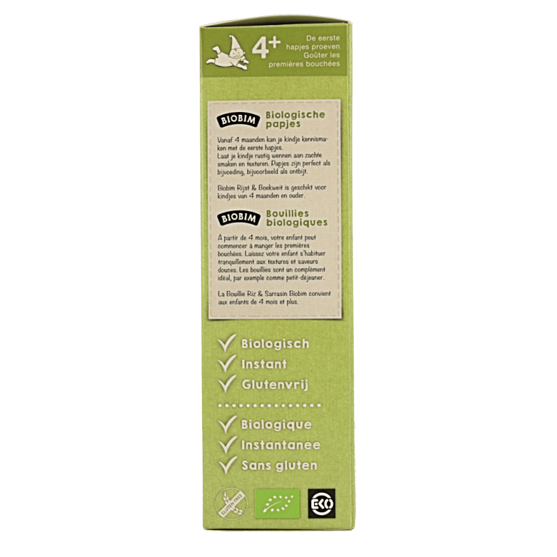 Biobim Baby en Peuter Voeding 200 Gram Biobim Baby rijst & boekweit 4 maanden bio 200 Gram
