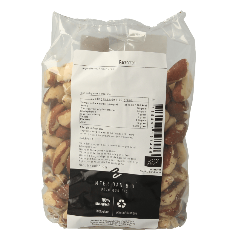 Bionut Snacks en Tussendoortjes 500 Gram Bionut Paranoten bio 500 Gram