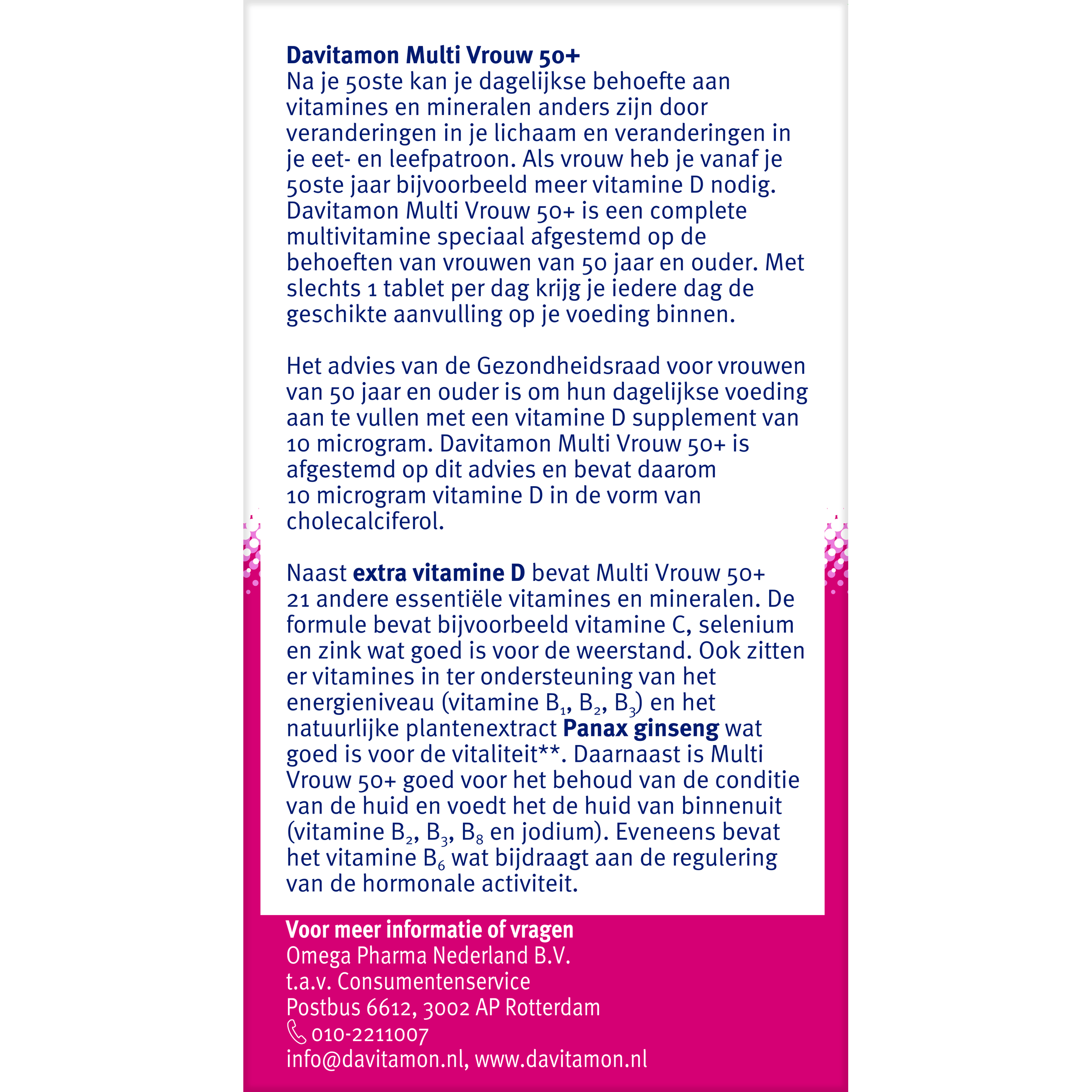 Davitamon Vitamine Multi 60 Tabletten Davitamon Multi vrouw 50+ 60 Tabletten