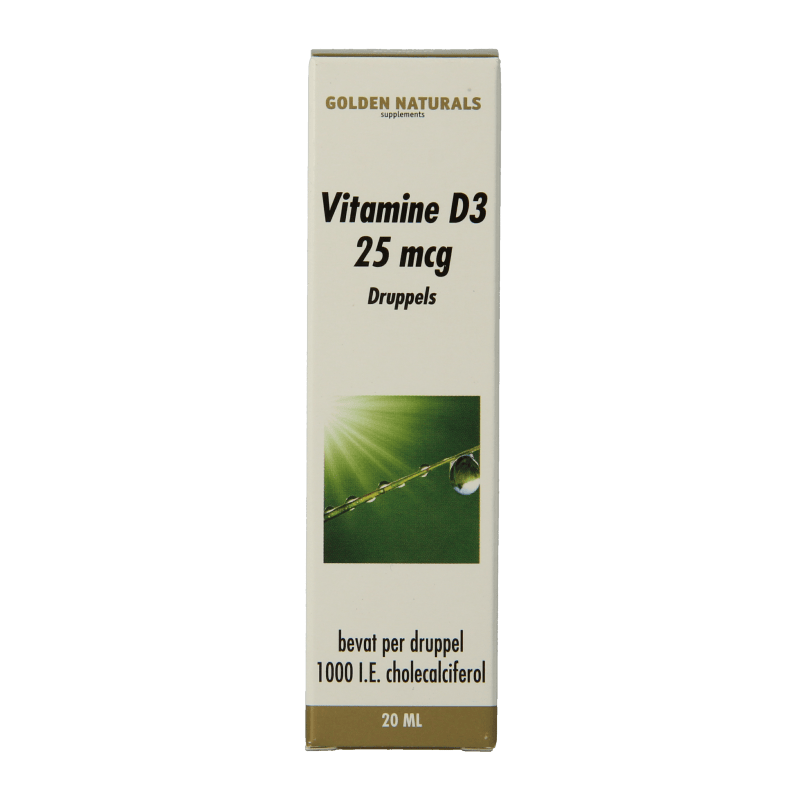 Golden Naturals Vitamine Enkel 20 Milliliter Golden Naturals Vitamine D3 25mcg druppels 20 Milliliter