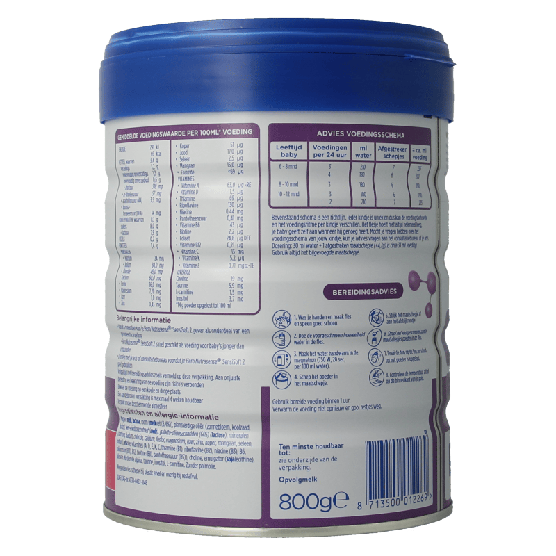Hero Baby en Peuter Voeding 800 Gram Hero Nutrasense SensiSoft opvolgmelk 2 (6-12mnd) 800 Gram