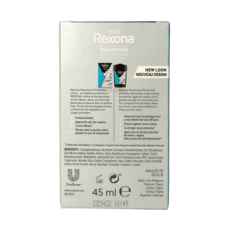 Rexona Deodorant 45 Milliliter Rexona Deodorant stick men max protect clean scent 45 Milliliter