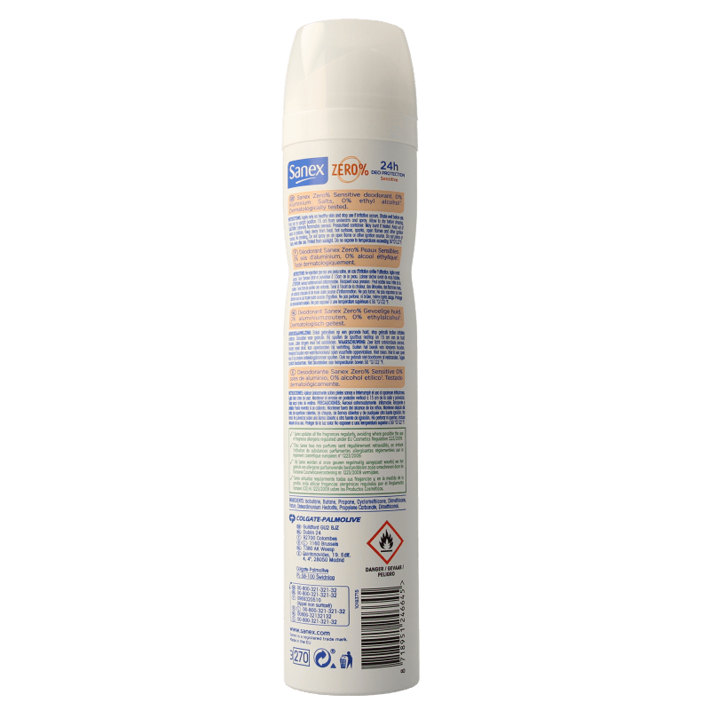 Sanex Deodorant 200 Milliliter Sanex Deodorant spray zero % sensitive 200 Milliliter