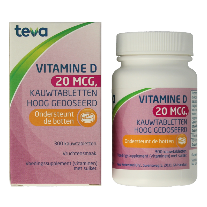 Teva Vitamine Enkel 300 Tabletten Teva Vitamine D 20 mcg 800IE 300 Tabletten