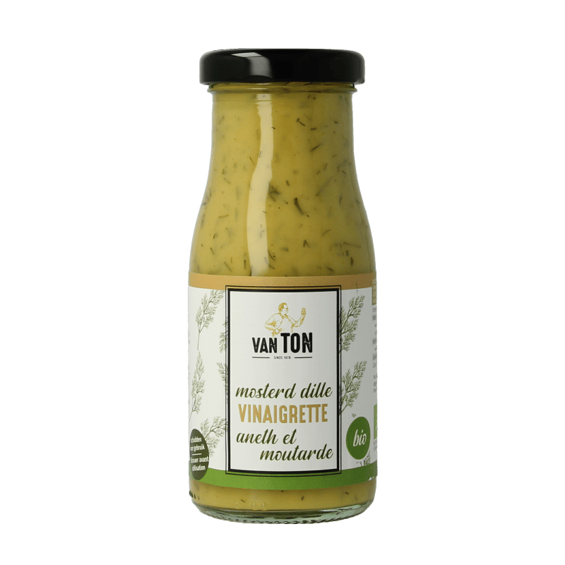 Van Ton Sauzen en Smaakmakers 140 Gram Van Ton Mosterd dille dressing bio 140 Gram