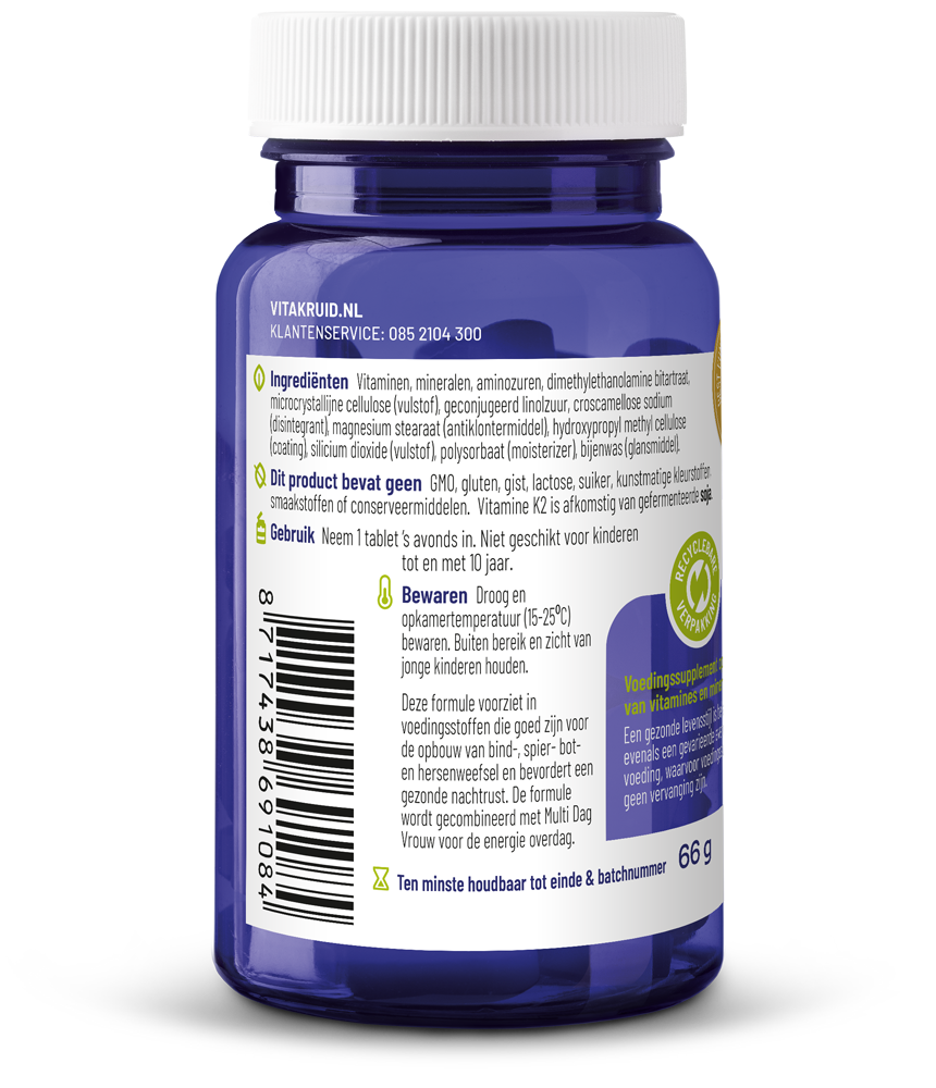 Vitakruid Vitamine Multi 30 Tabletten Vitakruid Multi nacht vrouw 30 Tabletten