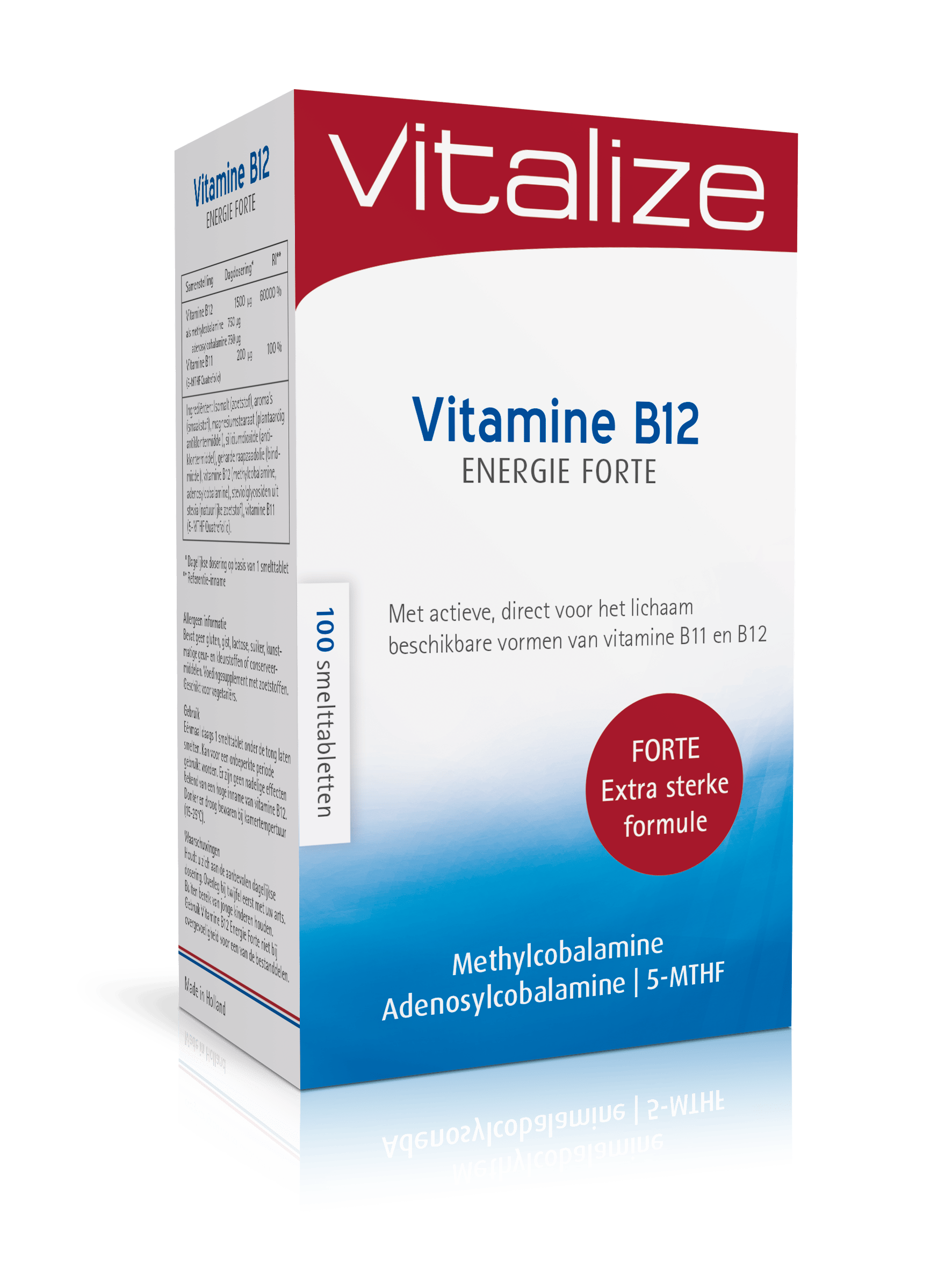 Vitalize Vitamine Enkel 100 Tabletten Vitalize Vitamine B12 energie forte 100 Tabletten
