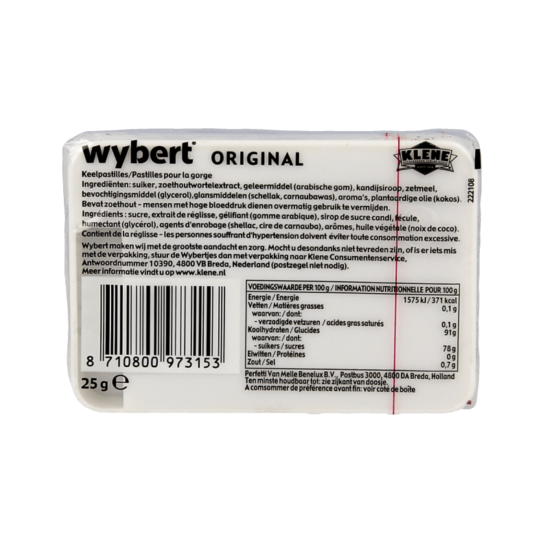 Wybert Snoepgoed 25 Gram Wybert Original 25 Gram