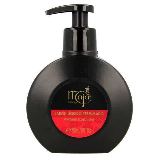 Maja vloeibare zeep in 250ml fles, geparfumeerde zachte zeep met elegante label, ideal voor handwas en verzorging.