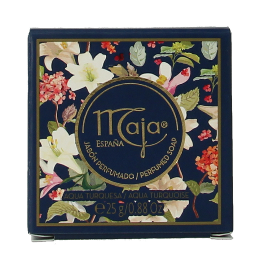 Maja Aqua turquesa soap bar, 25g, featuring a smooth turquoise appearance and compact size, ideal for gentle hand cleansing.