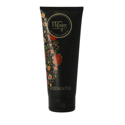 Maja Classic bath and shower gel tube, 200ml, with white and blue packaging, showing the product label and cap.