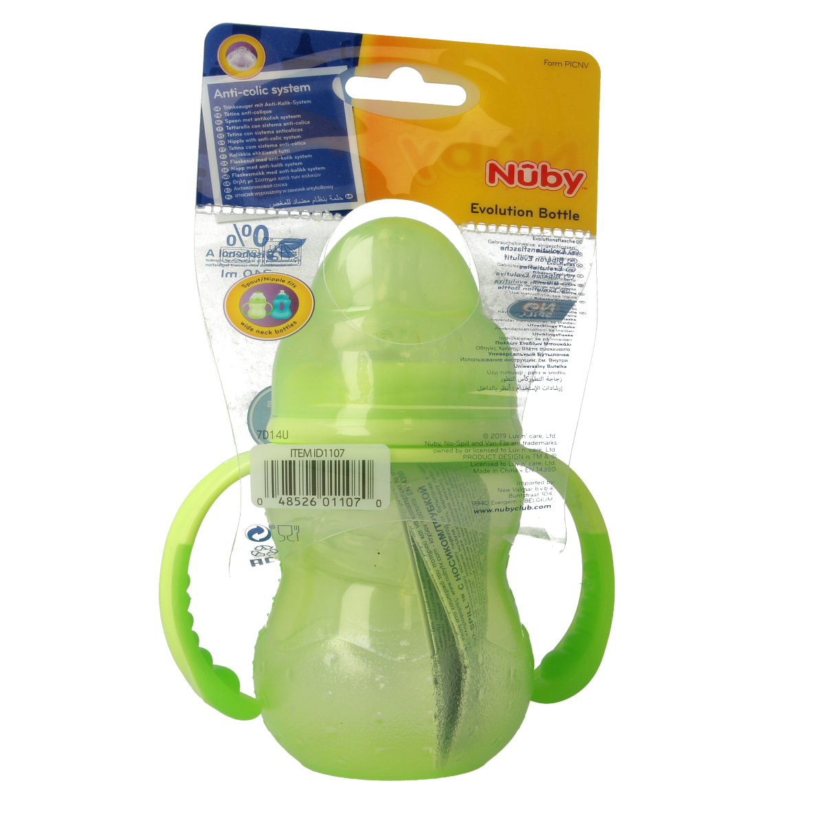 Nuby Trainingsfles anti lekspeen & lektuit 0+ assorti 1 Stuks